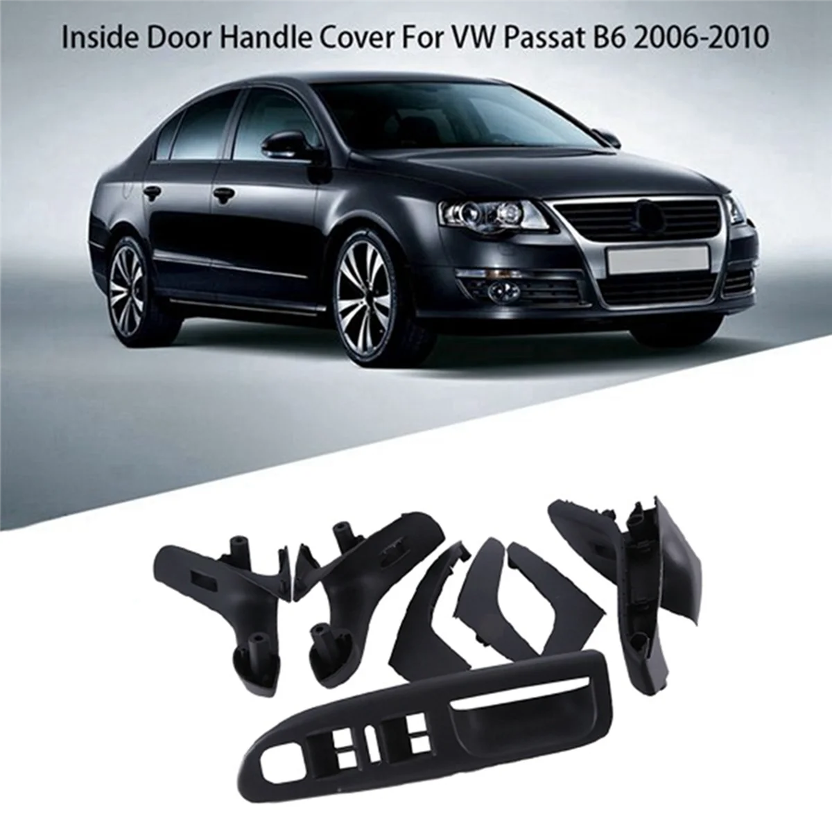 7Pcs Inside Door Handle Door Armrest for VW Passat B6 2006-2010 Master Window Mirror Switch Panel Trim Bezel Cover