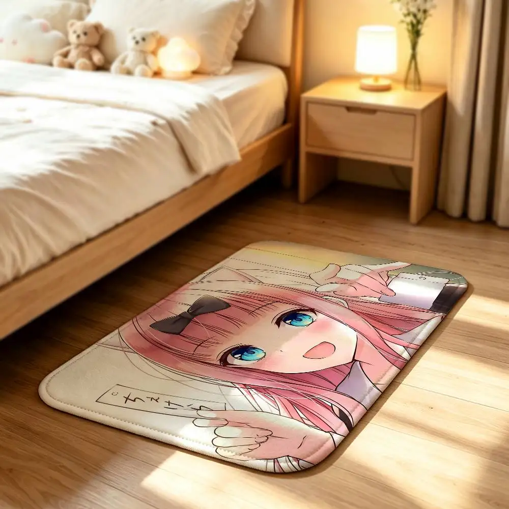 Cute C-Chika F-Fujiwara K-Kaguya-sama Short Plush Anti-Slip Door Mat Soft Floor Mat for Home Entrance