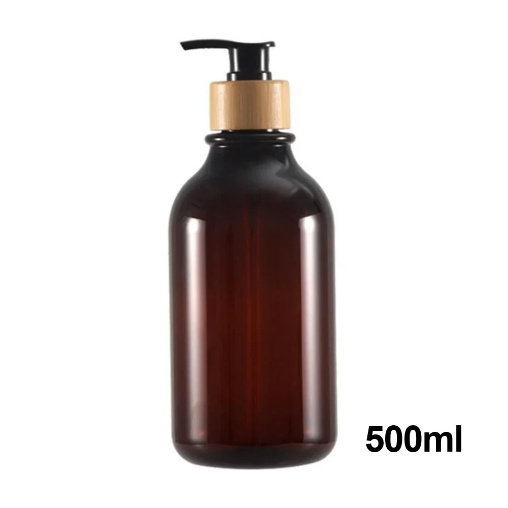 300/500ml Bathroom Soap Dispenser Bottle Shampoo Shower Gel Bottle Press Type Refillable Empty Glossy Bottle Waterproof Labels