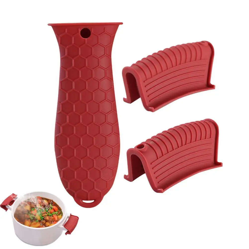 Cubierta de mango de olla aislada, soporte de mango de olla de silicona resistente al calor para sartenes de hierro fundido esmaltadas para freír cazolas