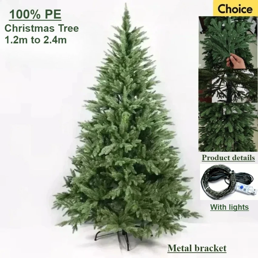 

Artificial Christmas Tree 100% PE Encryption Material with Lights Large Christmas Tree 120cm-240cm Family Christmas Decorations