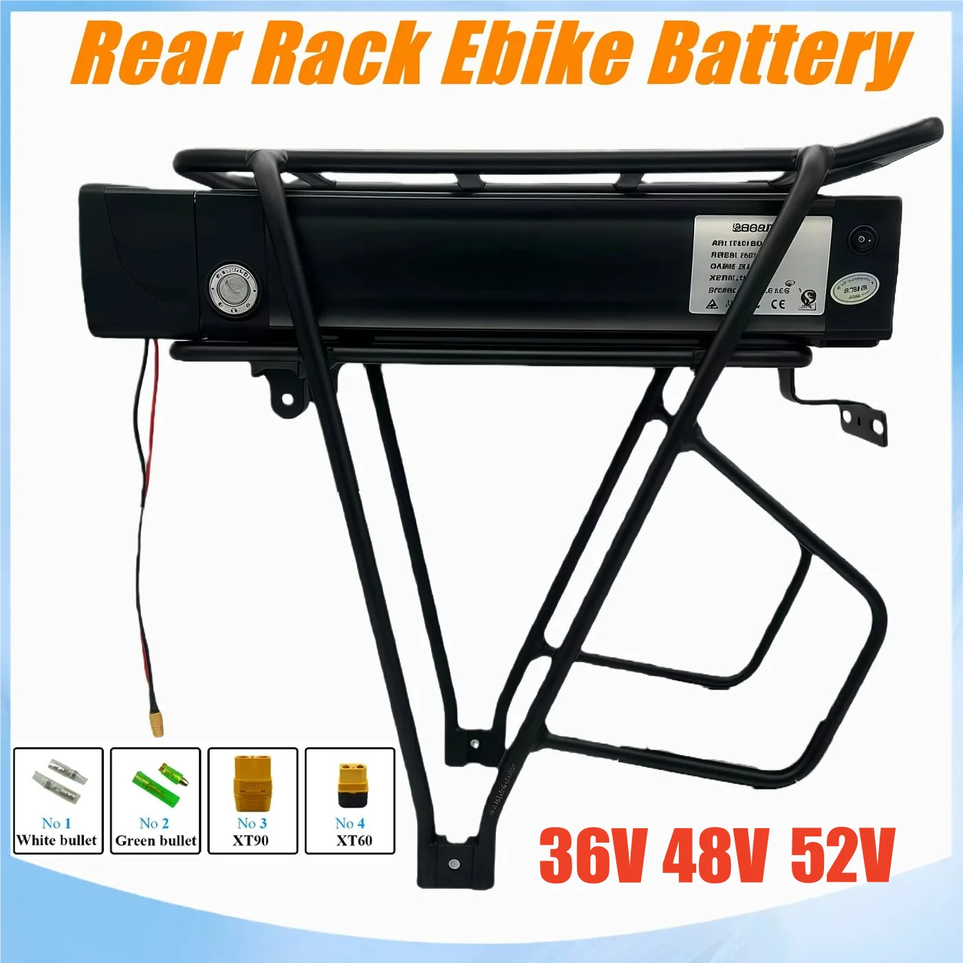 

Actual capaciOriginal 48V 52V 36V high quality 26AH Rear Rack Batteria Pack For 2000W 1500W 1000W 750W 500W 350W motor +charger