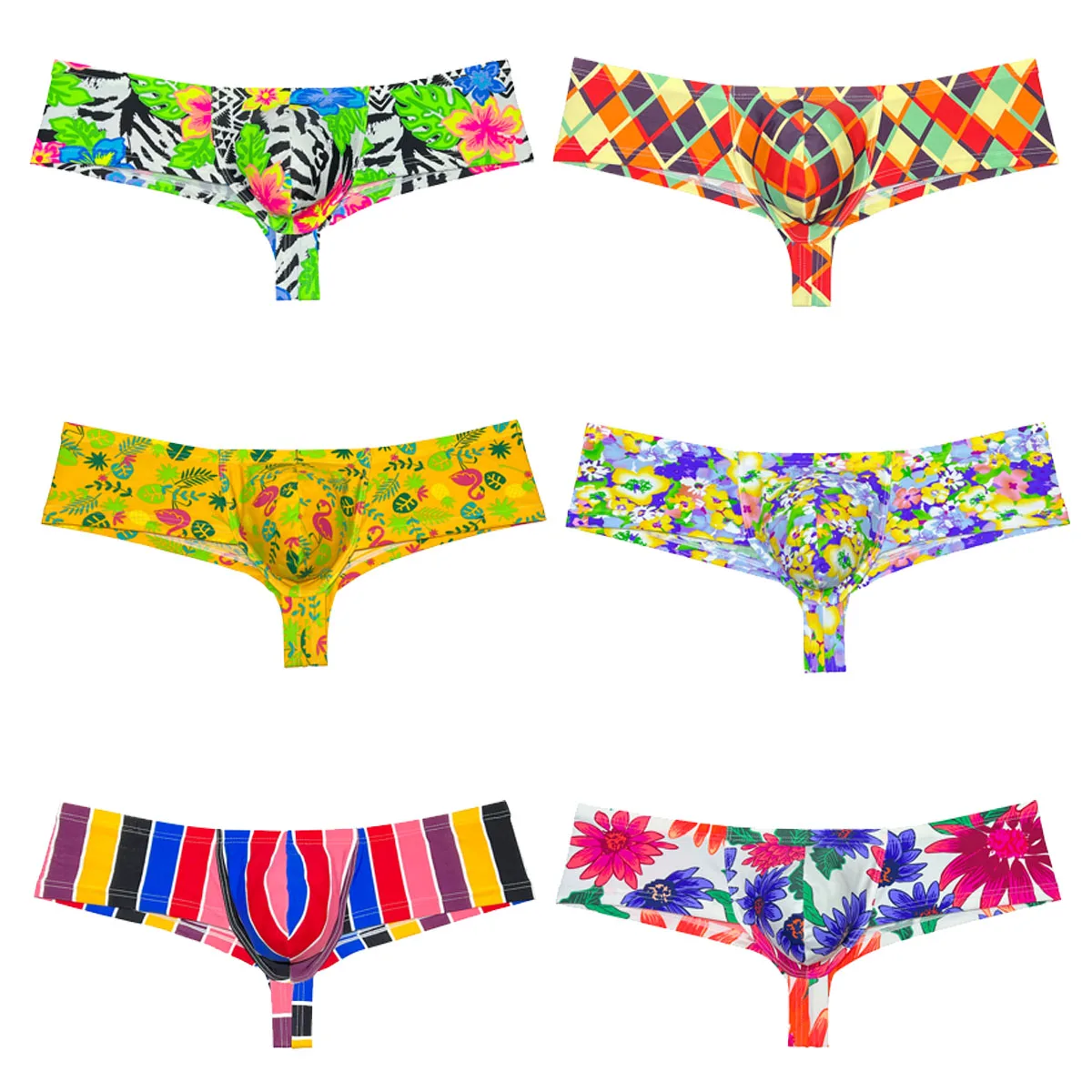 Mens Soft Printed Swim Trunks Quick-drying Swimwear Enhance Pouch Briefs Stretchy Breathable Tangas Sexy Bottom Underwear