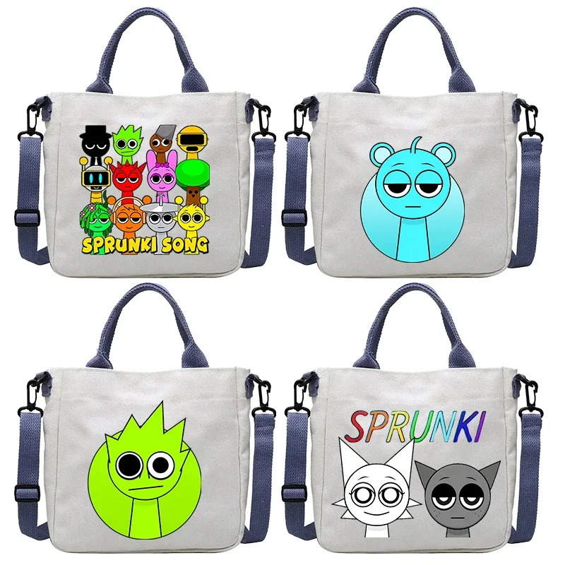 

Game Sprunki Cartoon Boy Girl Shoulder Bag Men Women Tote Bag Incredibox Canvas Handbag Anime Students Crossbody Bag New Gifts
