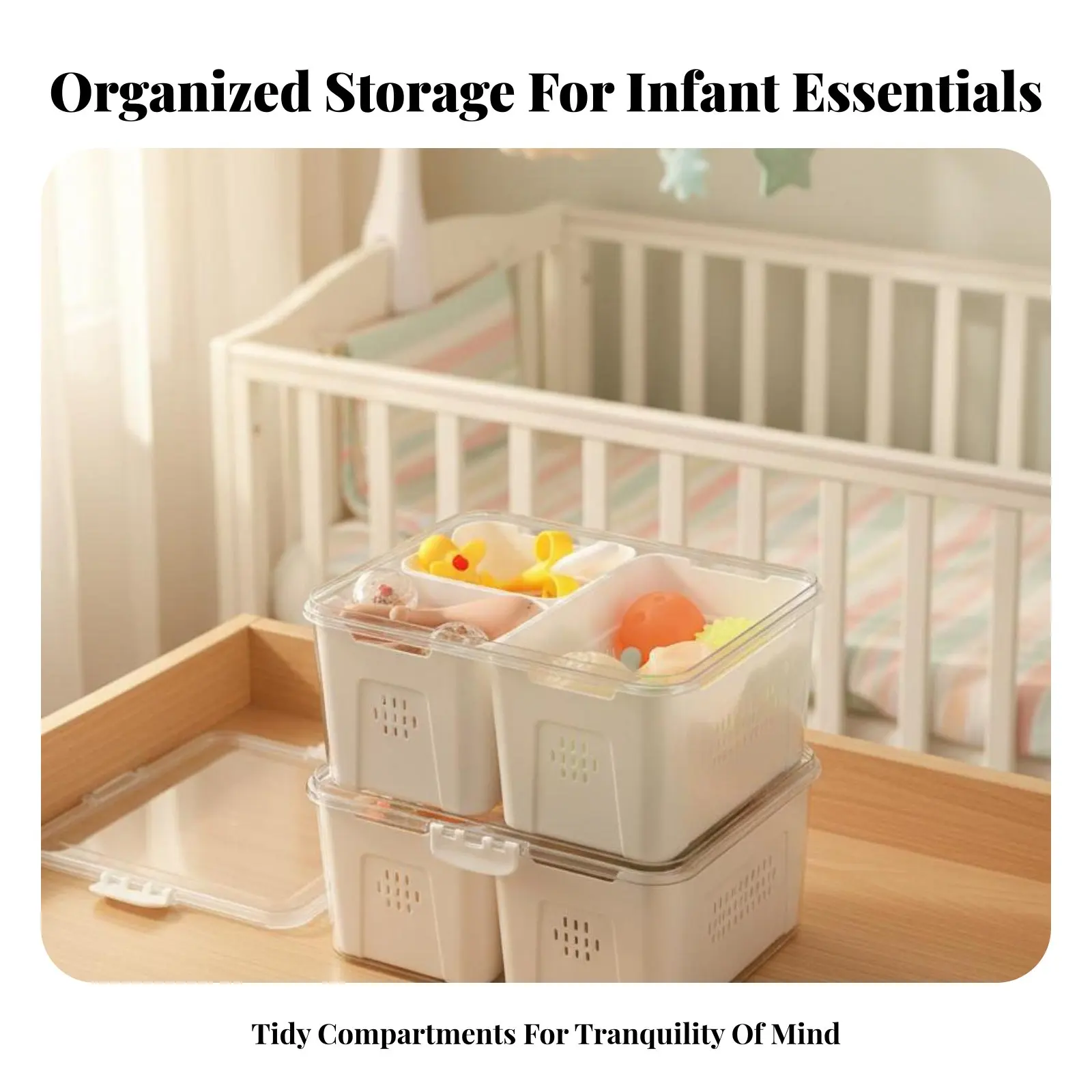 

Контейнер для прорезывателей с отделениями, большой емкости, для детских принадлежностей, из безопасного пластика, с портативной ручкой, для новых нянь и родителей