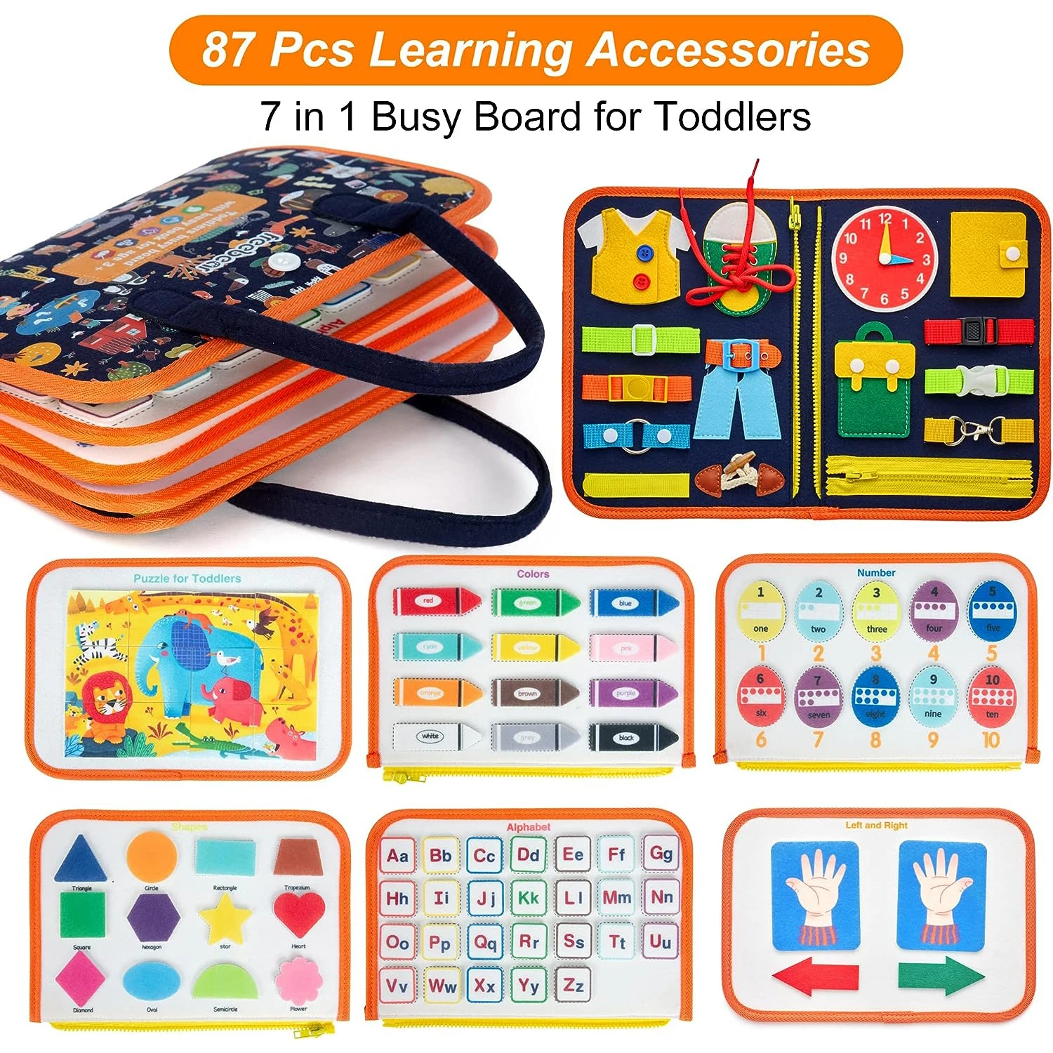 Children's Busy Board, Felt Learning Board, Puzzle and Early Education Toys, Hands, Brains, Dressing Life