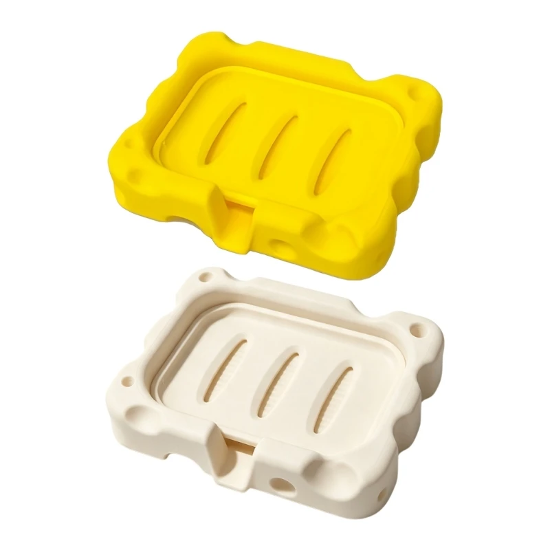 Soap Dish for Bathroom Sink with Grooved Base and Water Channel Design for Shower Shelf and Kitchen Wash Area Use M4YD