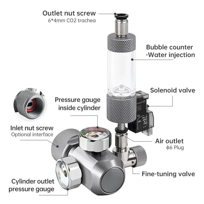 Week Aqua Aquarium Co2 Gas Regulators Carbon Dioxide Cylinder Pressure Reducing Valve With Bubble Counter Tuning VAalve
