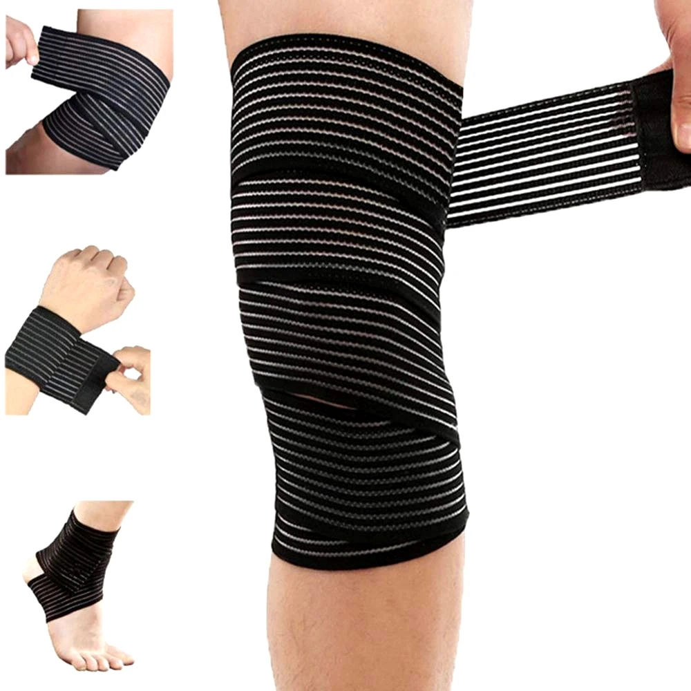 1Pcs 40-200cm Kompression Verband Schutz Knie Unterstützung Klammer Sport Elastische Ellenbogen Riemen Bein Bands Elast bandag Workout Wrap – Detail 4