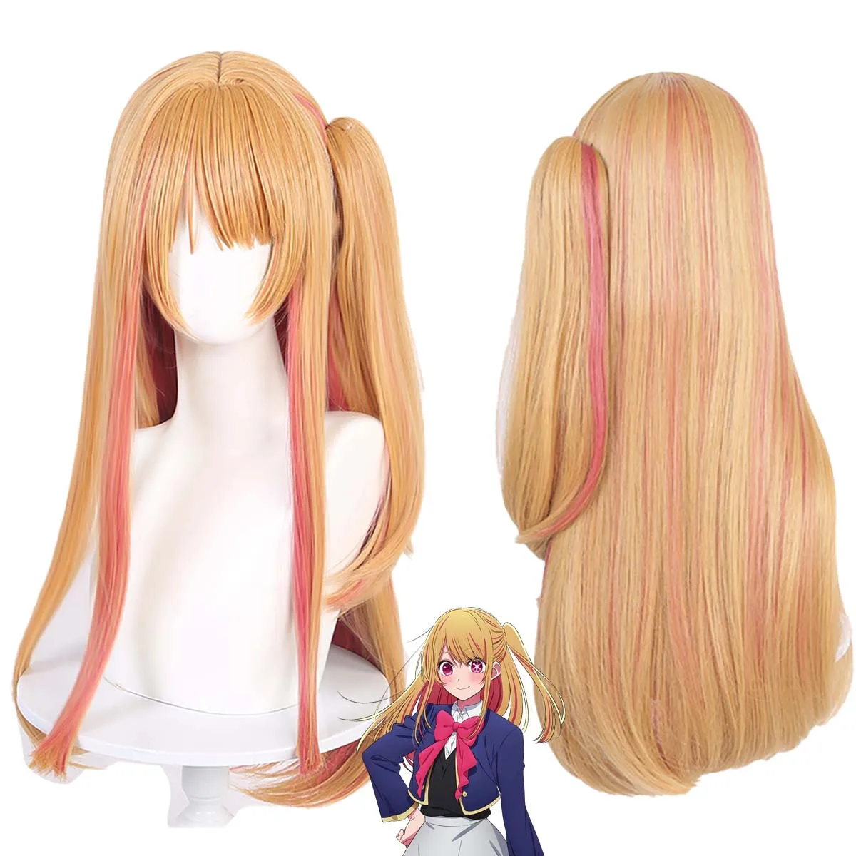 

Взрослые женщины аниме Oshi no Ko Ruby Hoshino длинный светлый парик из волос с челкой