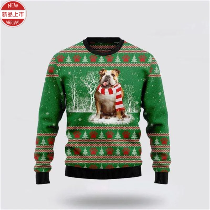 Christmas Cute Pugs Lovers 3D Printing Sweatshirts Merry Christmas Pull Dogs Graphic Ugly Christmas Sweater Mens New In Sweaters