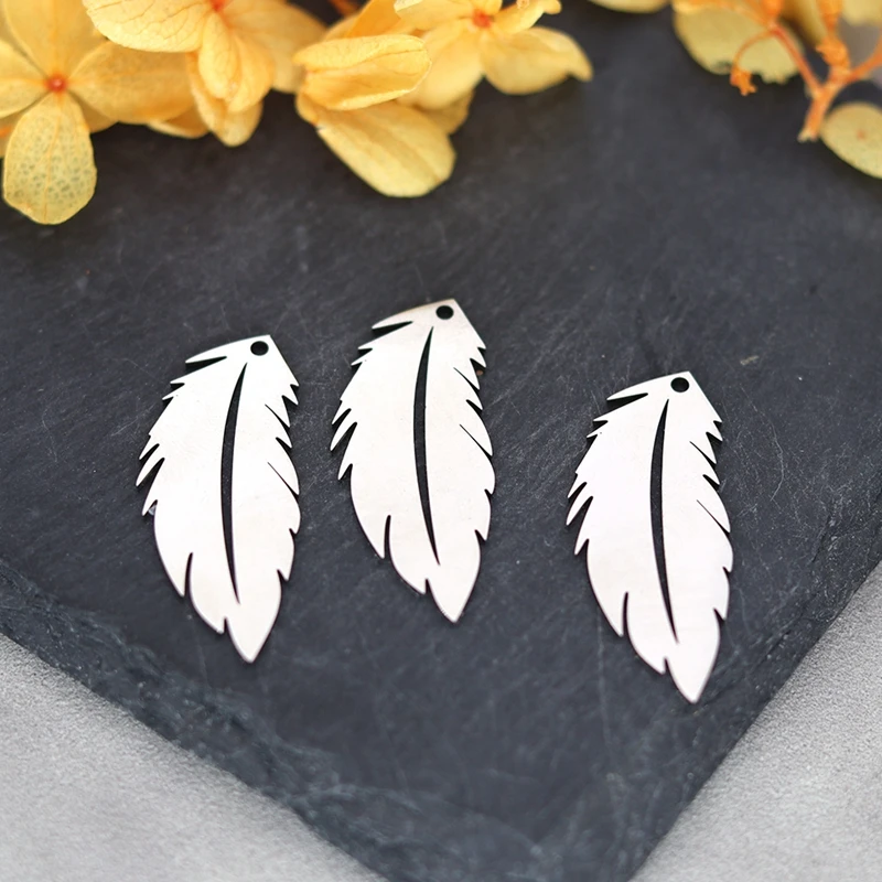 3pcs New Trendy Feather Leaf Charms Stainless Steel Pendant Fit Bracelets Earrings Women Jewelry Making Craft diy Accessories