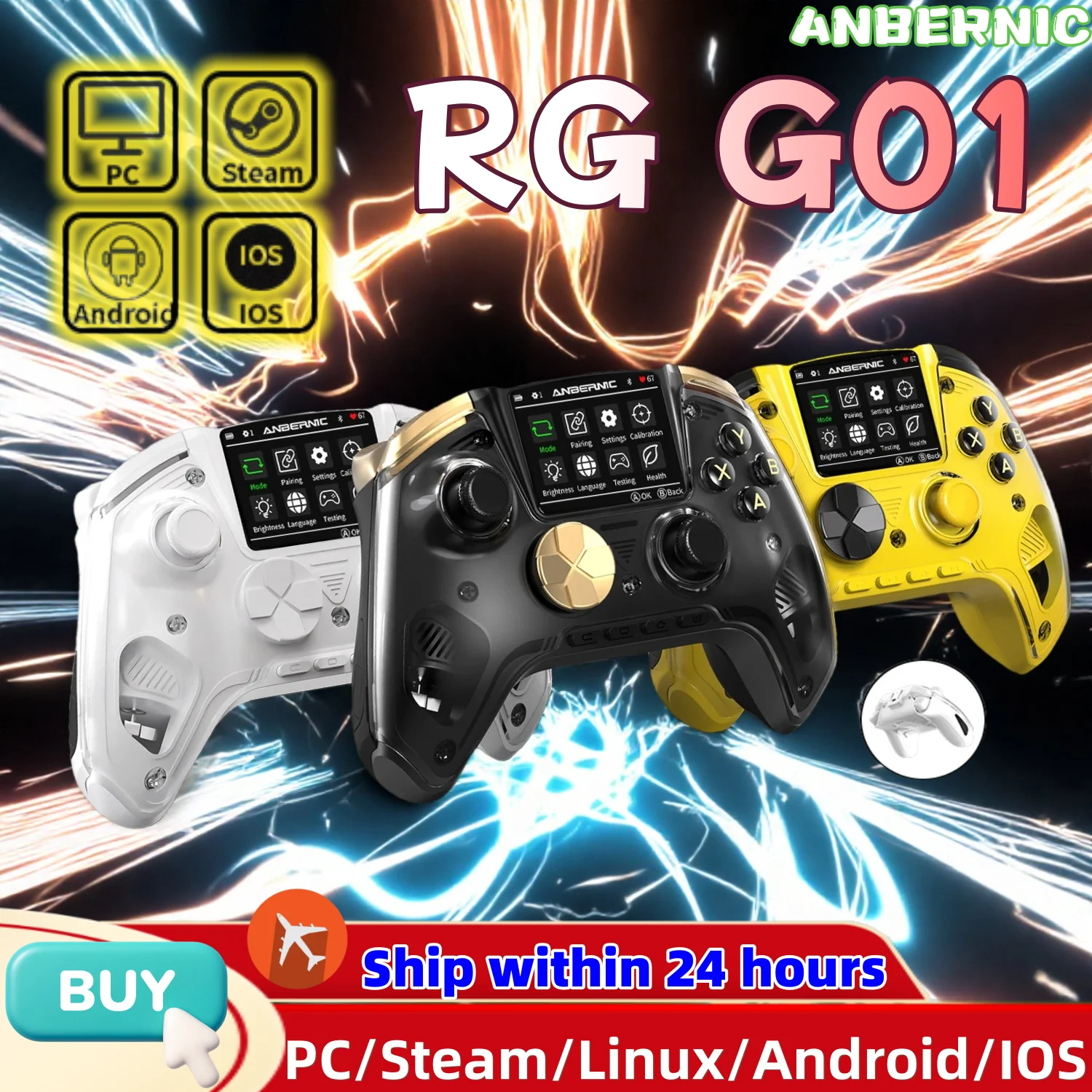 

Игровая консоль ANBERNIC RG G01 Retro с контроллером, 2.5D изогнутым IPS-экраном и датчиками Hall Effect, совместимая с PC, Android и iOS.