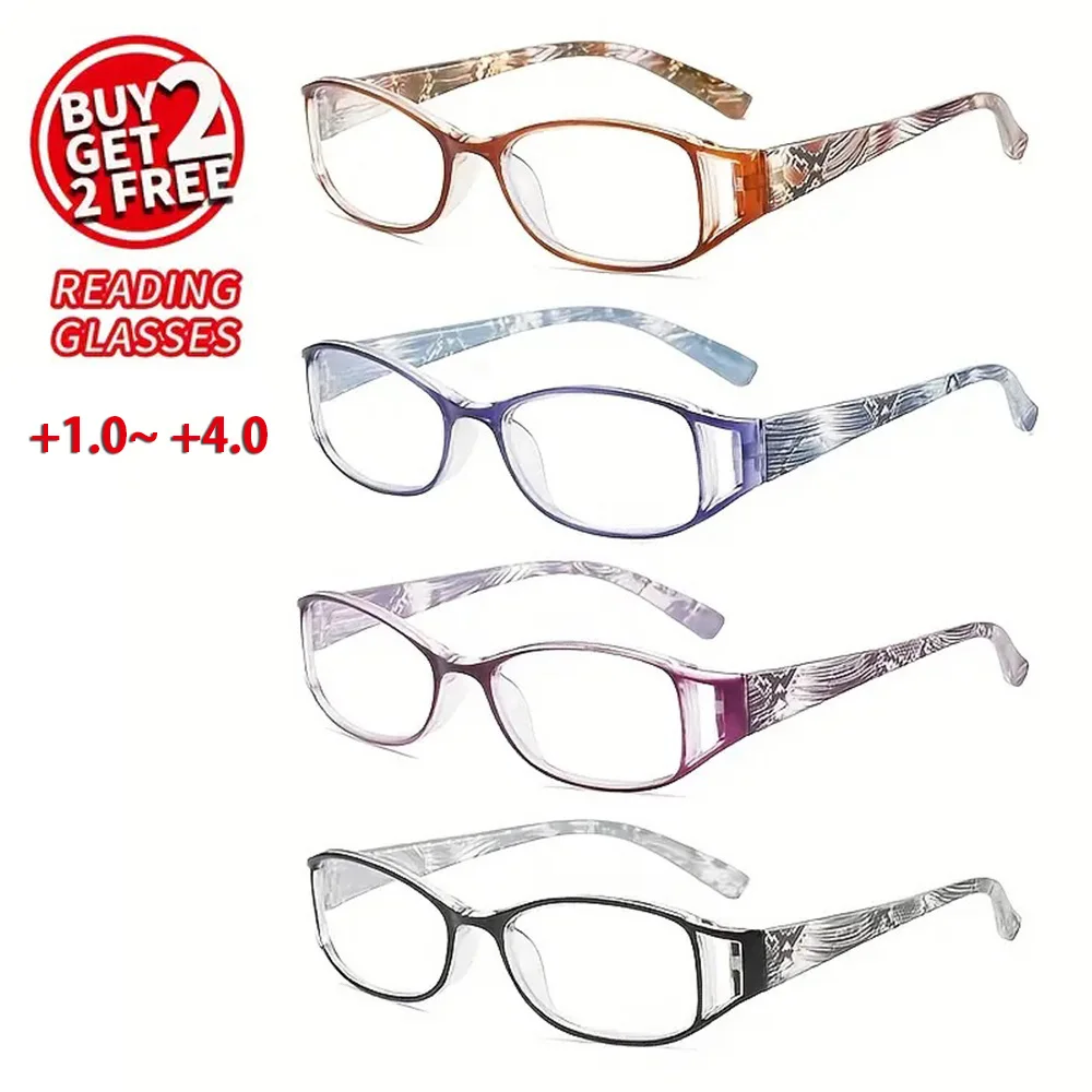 

4 Pcs New Fashion Reading Glasses High Quality Anti-Blue Light Readers Eyeglasses Comfortable Durable Presbyopia Lenses Eyewear