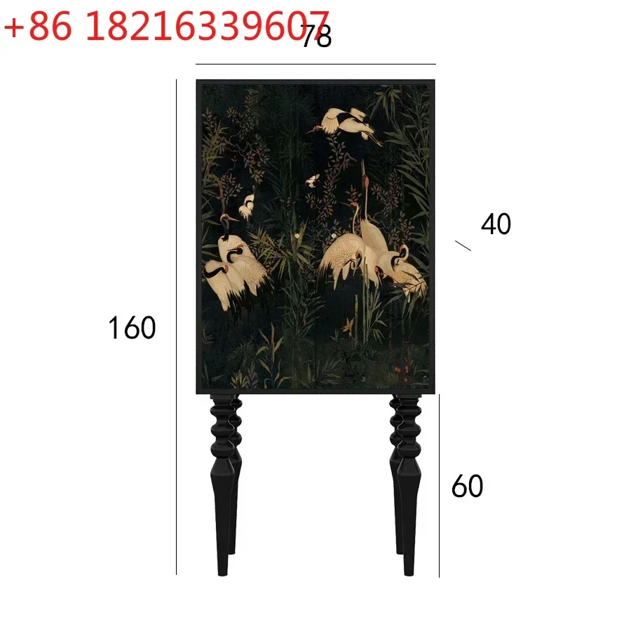 TAO French Plans Crane Living Room Storage Storage Integrated Multifunctional Solid Wood Curio Cabinet High Foot Cabinet