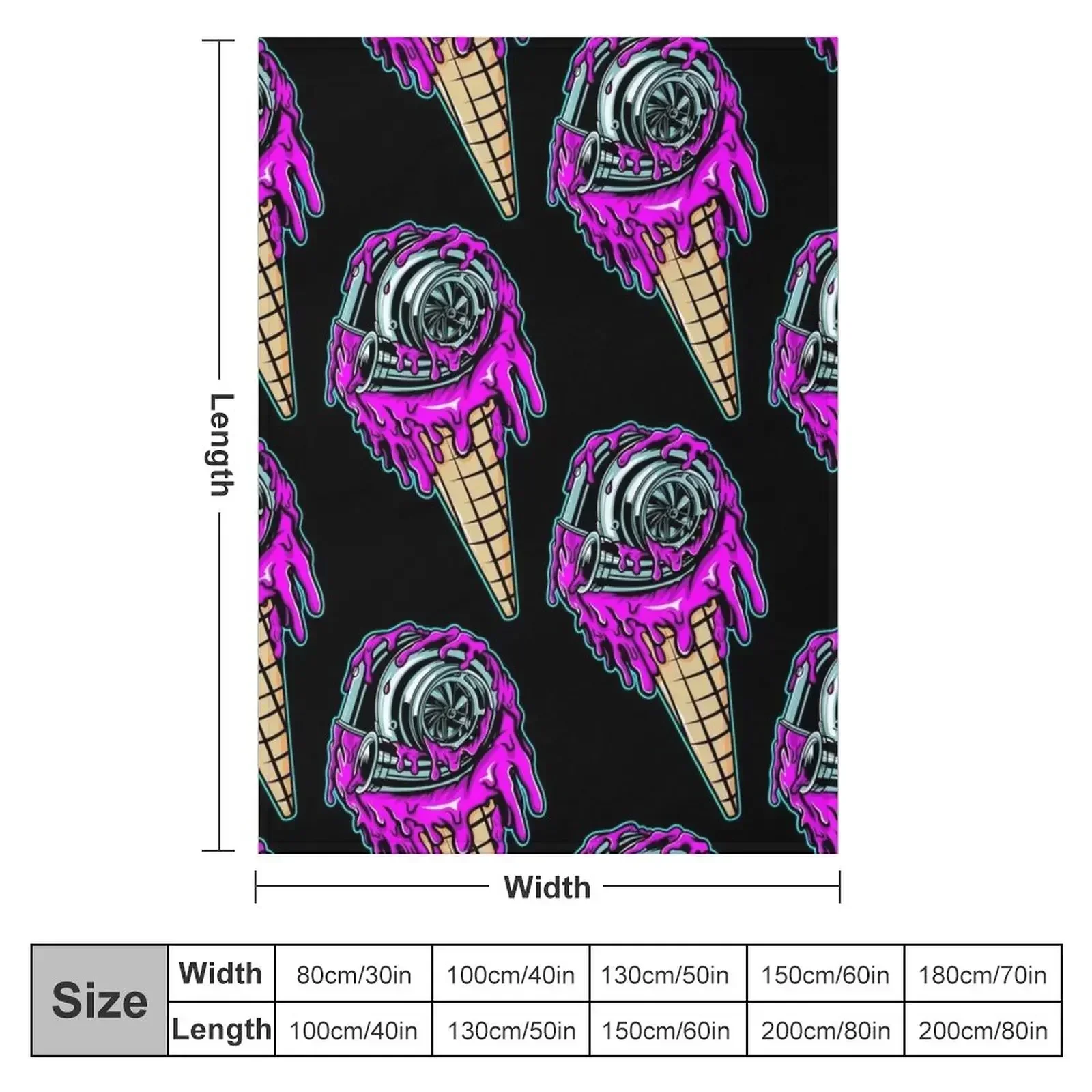 Ice Cream Turbo Throw Blanket Flannel Multi-Purpose Thermals For Travel Cute Plaid Blankets
