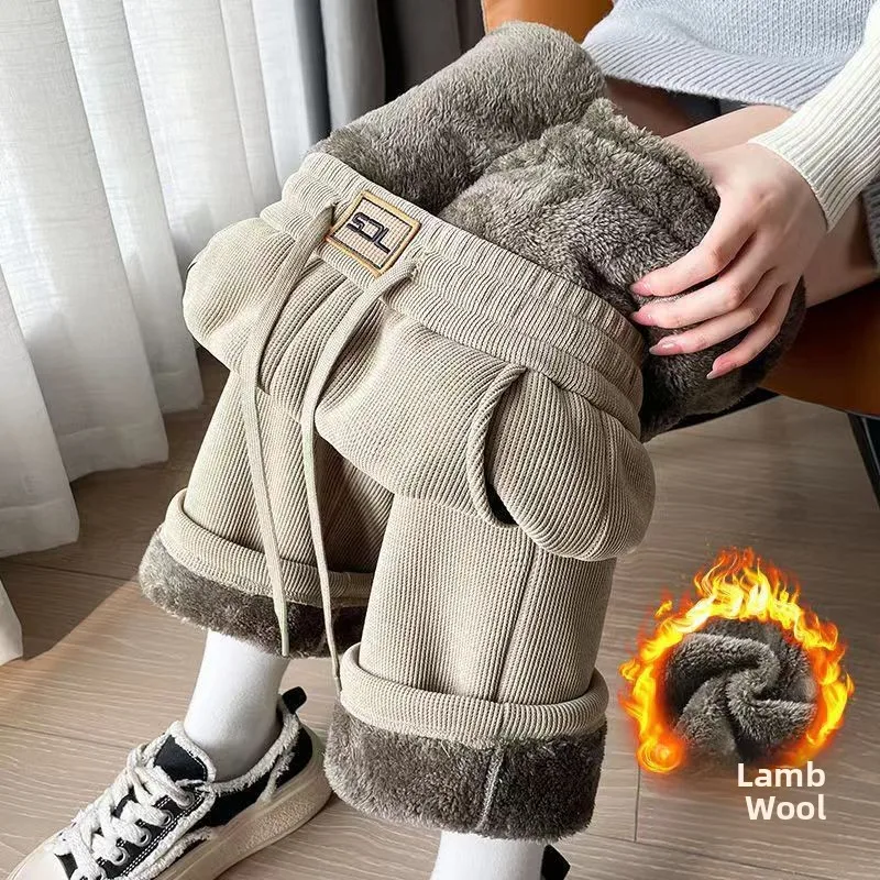 厚手フリースワイドレッグパンツ レディース 秋冬新作 東北風 INS カジュアル ルーズ ハイライズ ストレートレッグパンツ