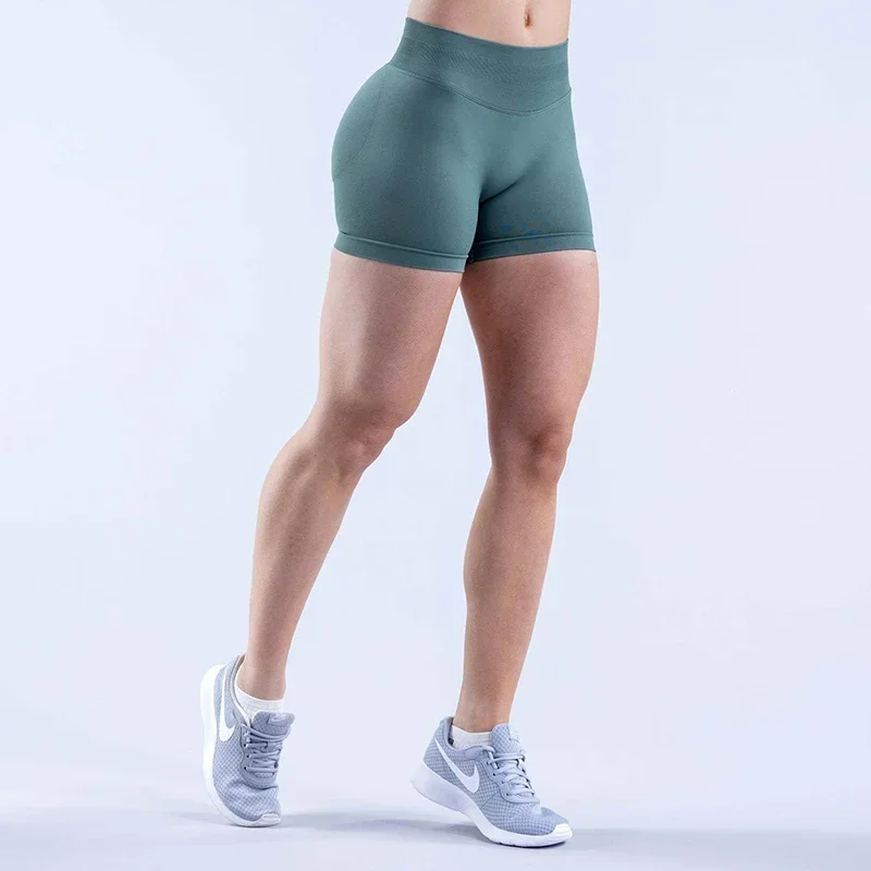 Short d'impact 4,5 pouces, taille basse côtelée, butin de sport de Yoga, short de course très extensible, sans couture, froissé sur les fesses, short de gymnastique d'entraînement