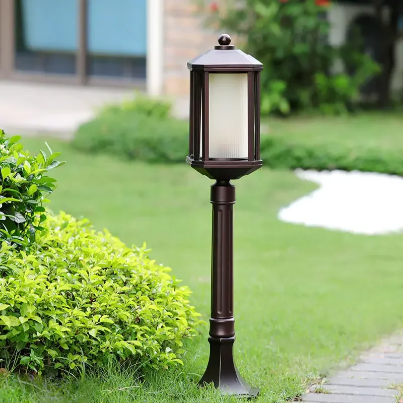 Outdoor Brown Lawn Lamp Nordic Modern Die-Casting Landscape Lighting Courtyard Garden Community Art 