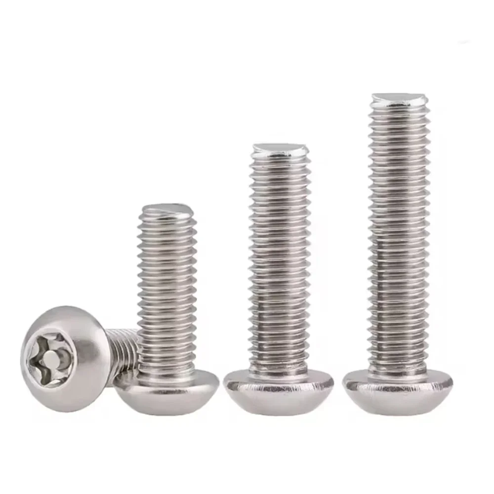 M6 M8 M10 M12 304 Stainless Steel Six Lobe Torx Round Pan Head Screw With Pin Tamper Proof Security Bolt Screws Length 8-100mm