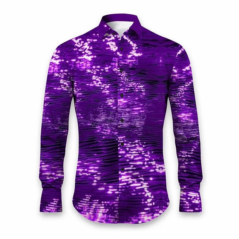 New men's Paisley printed ethnic shirt retro 3D lake print shirt button up shirt casual long sleeved shirt top