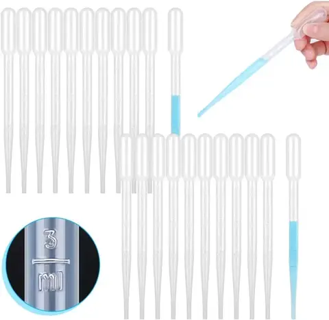 Bilashmart 50pcs 1/2/3ML Disposable Plastic Transfer Pipettes Clear Graduated Eye Dropper for DIY Art Essential Oils Home Science Class Lab