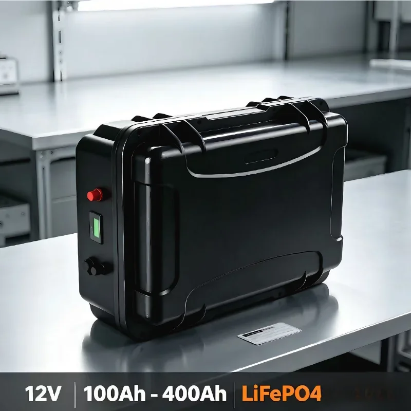 12V Long Service Life LiFePO4 Storage Battery 100Ah~400Ah, Built-In BMS, Rechargeable Deep Cycle Lithium Pack for Solar System &