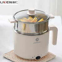 Liven Electric Multi Cooker 1.8L with 304 Stainless Steel Steamer Multifunctional Cooking Rice Porridge Noodle Mini Hot Pot 600W