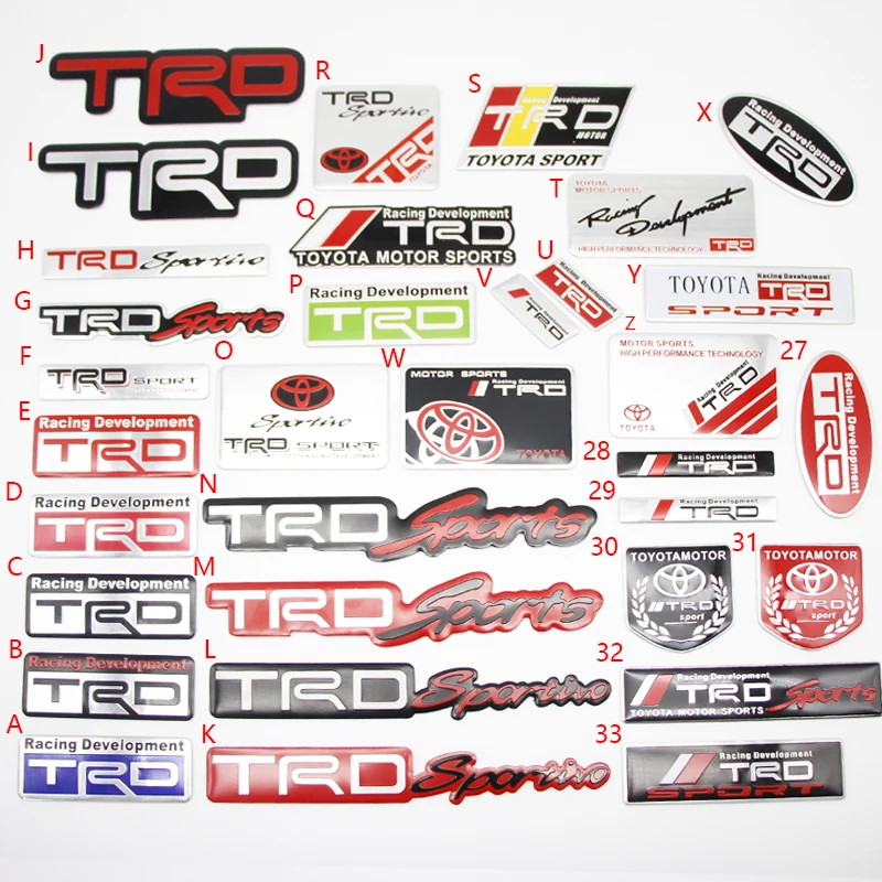 ثلاثية الأبعاد سيارة الألومنيوم ملصق شعار شارة الشارات اكسسوارات لتويوتا كورولا يارس Aygo بريوس CHR كامري أوريس أفينسيس كروزر TRD #5