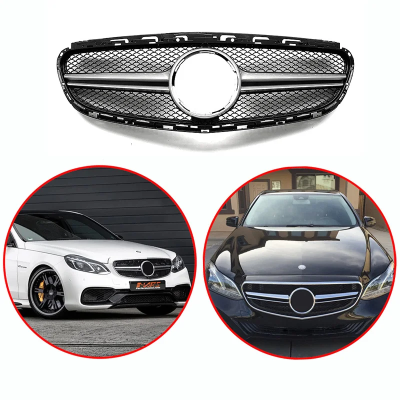 For 2013-2015 Mercedes Benz E-Class Sport W212 AMG Style High Quality ABS Car Front Bumper Grill Racing Grills Glossy Black