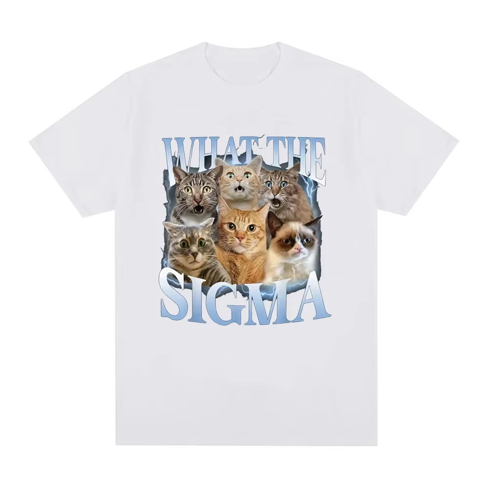 ما هو سيجما مضحك ميمي القط عشاق الجرافيك تي شيرت الرجال النساء القطن المتضخم قصيرة الأكمام تي شيرت موضة الراحة تي شيرت #5