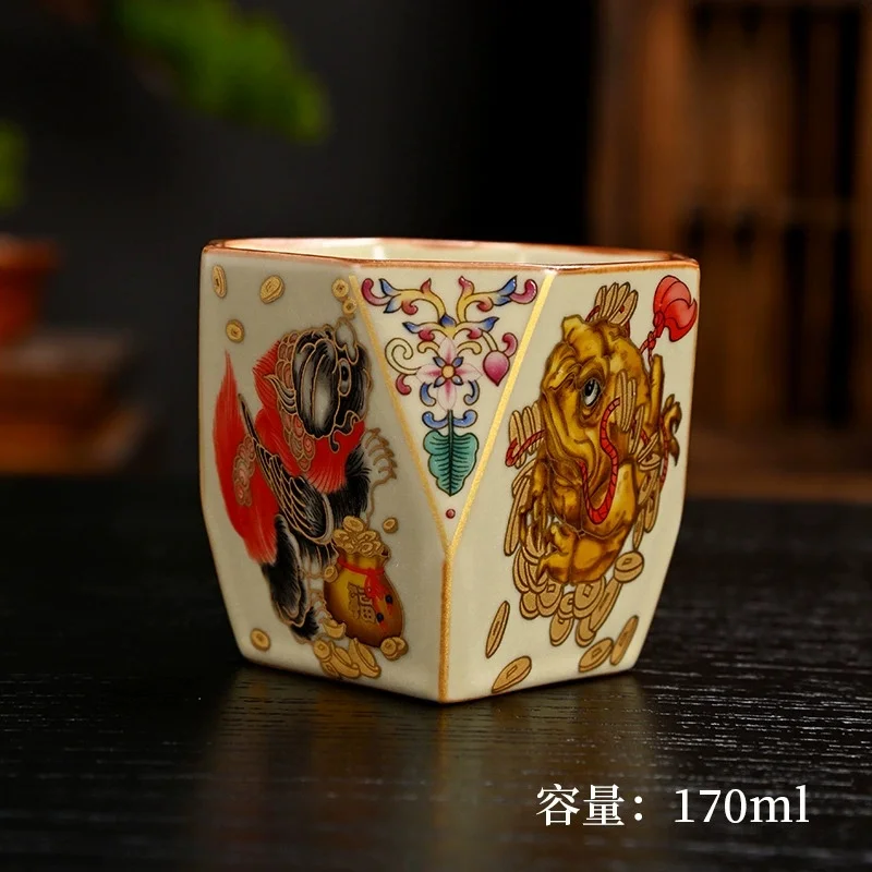 

Noble Ru Kiln Eight Directions Master Tea Cup Enamel Tea Cup Personal Ceramic Commemorative Gift, Coffee Cup