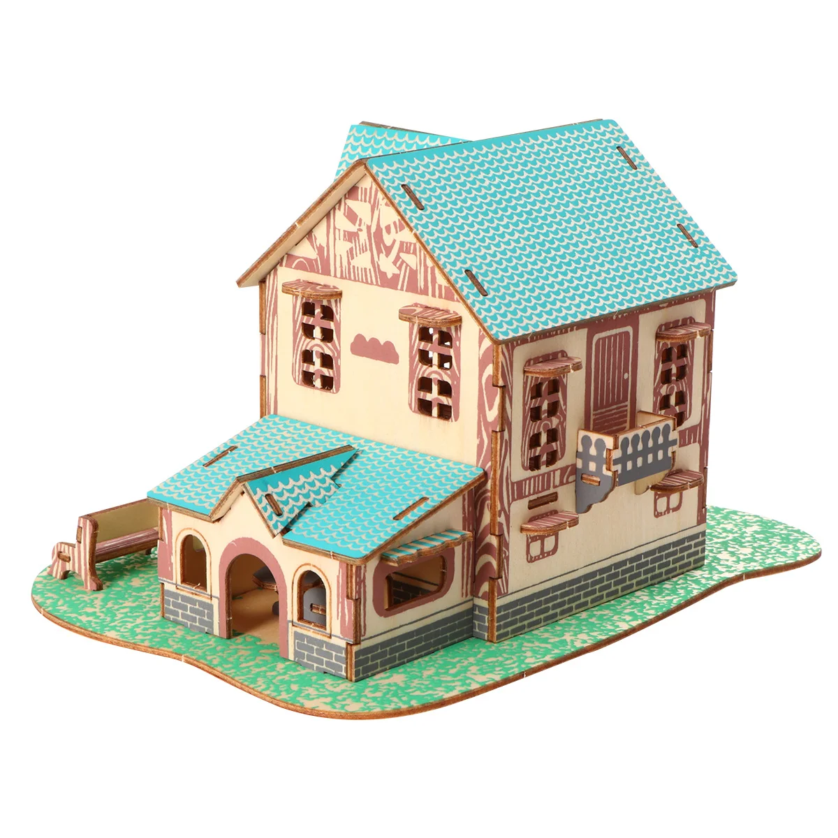 

3D Wooden Bright Color Design Educational Wood Puzzle For Kids Hand Eye Coordination Development Wood House