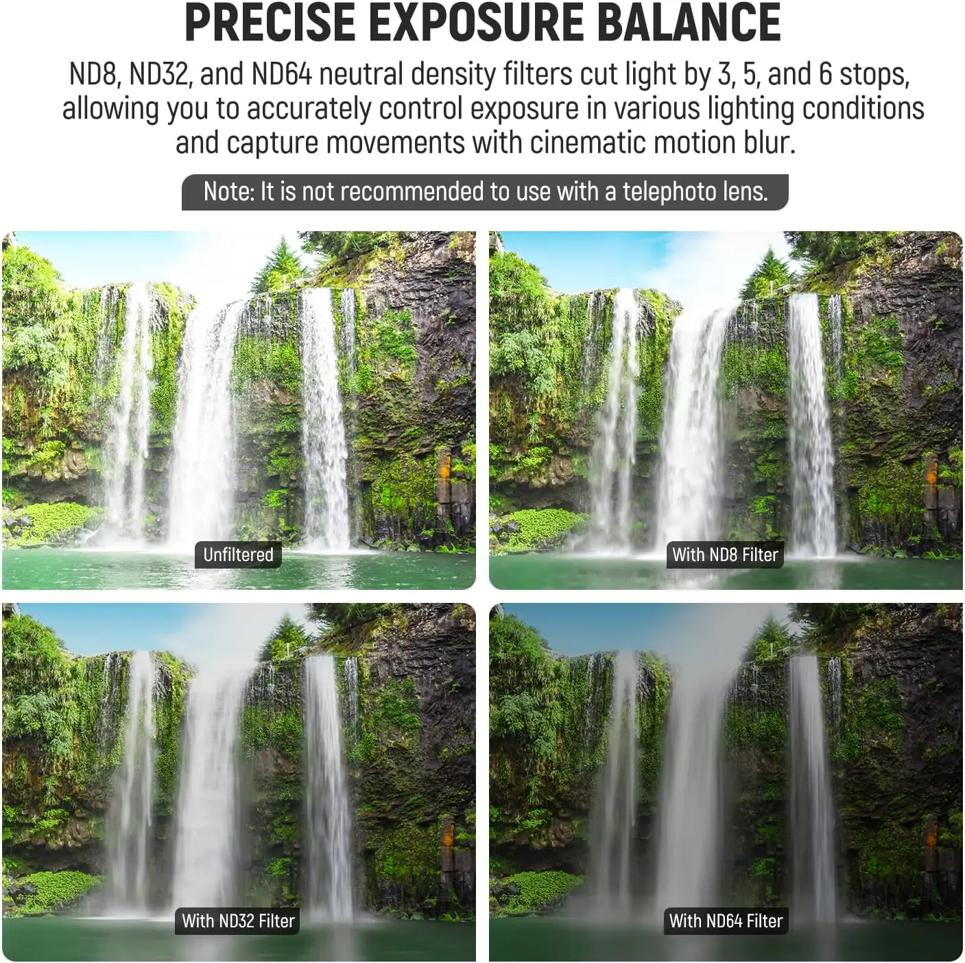 NEEWER 58mm ND Filter Set ND8/32/64 (3/5/6 Stops) Multicoated Neutral Density Camera Lens Filter Photography Accessories