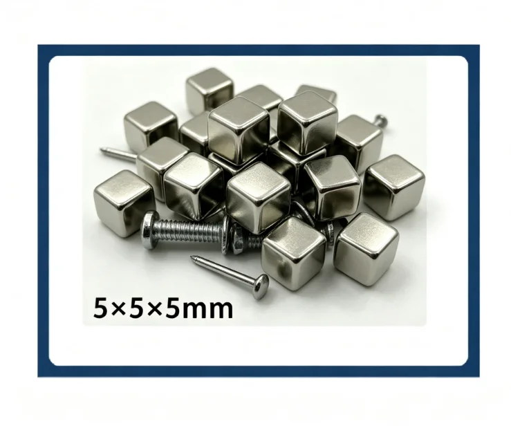 Aimant carré NdFeB 5x5x5mm super puissant N35, bloc cube permanent en néodyme pour fermeture magnétique de réfrigérateur et projets de bricolage.