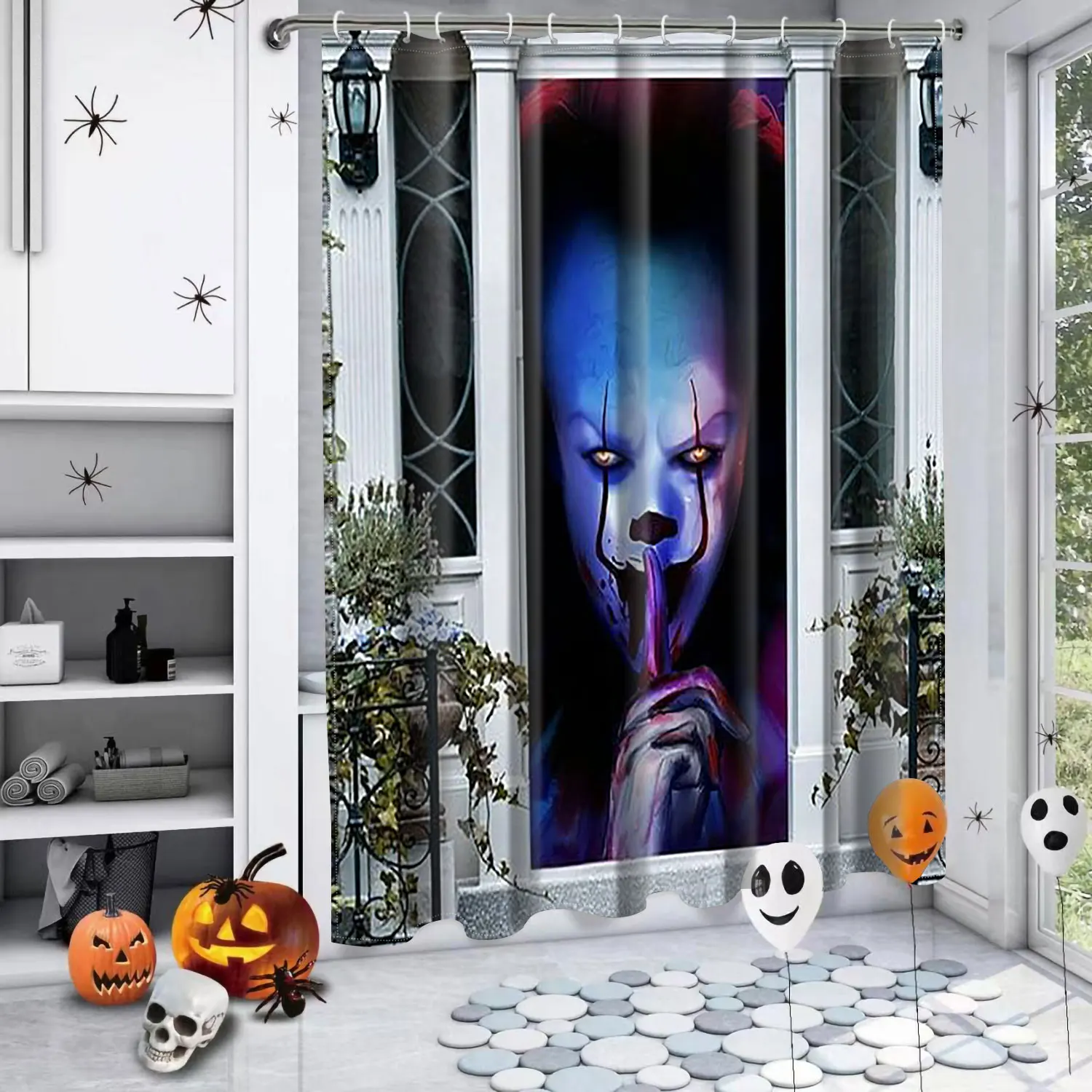 Halloween Bathroom  Shower Curtain Horror Wizard Waterproof fabric bathroom Curtain With 12 Hooks Sunflower Home Deco Free Ship