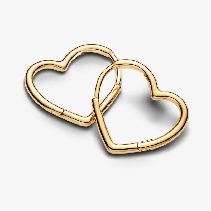 100% 925 Sterling Silver Yellow Heart Open Hoop Earrings Original European Style Brand woman Jewelry