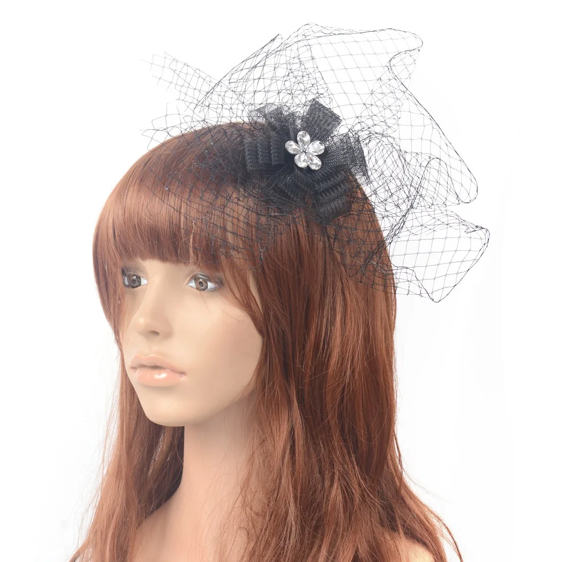 Fascinator Mesh Birdcage Veil, Classic Wedding Flapper Tea Party Headpiece, Elegant 3D Flower Bridal Face Veil, Romantic Bachelo