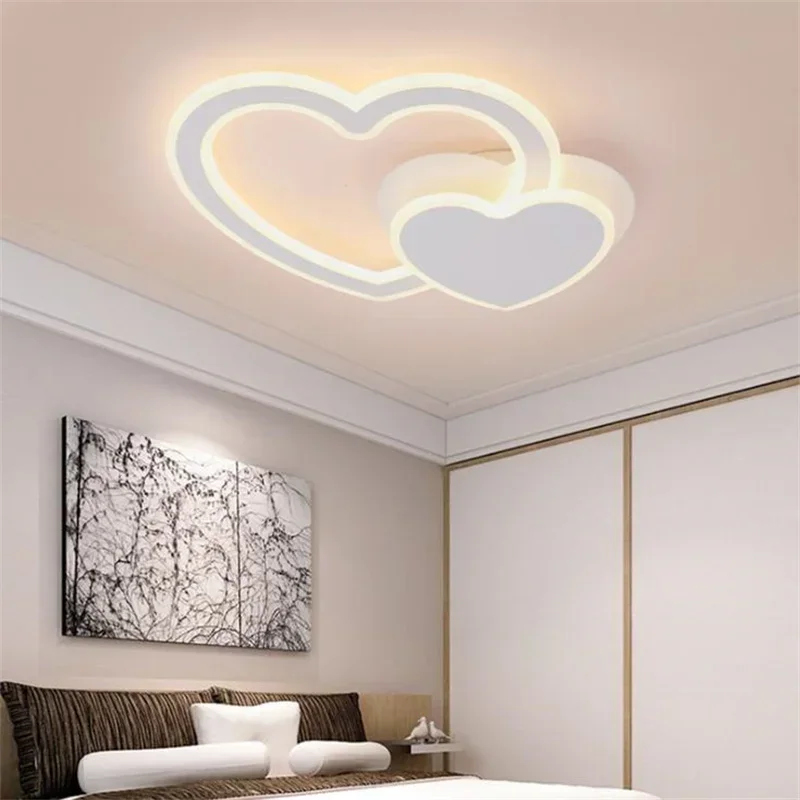 Led ceiling lamp modern rotary bedroom lamp heart to heart creative children's lamp lovely heart-shaped room lamps