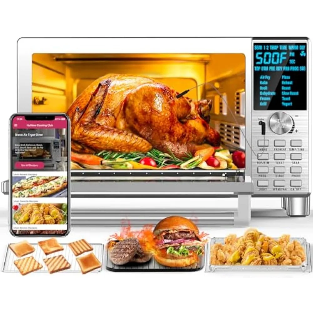 Bravo XL Air Fryer Toaster Smart Oven, 12-in-1 Countertop Grill/Griddle Combo, 30-Qt XL Capacity