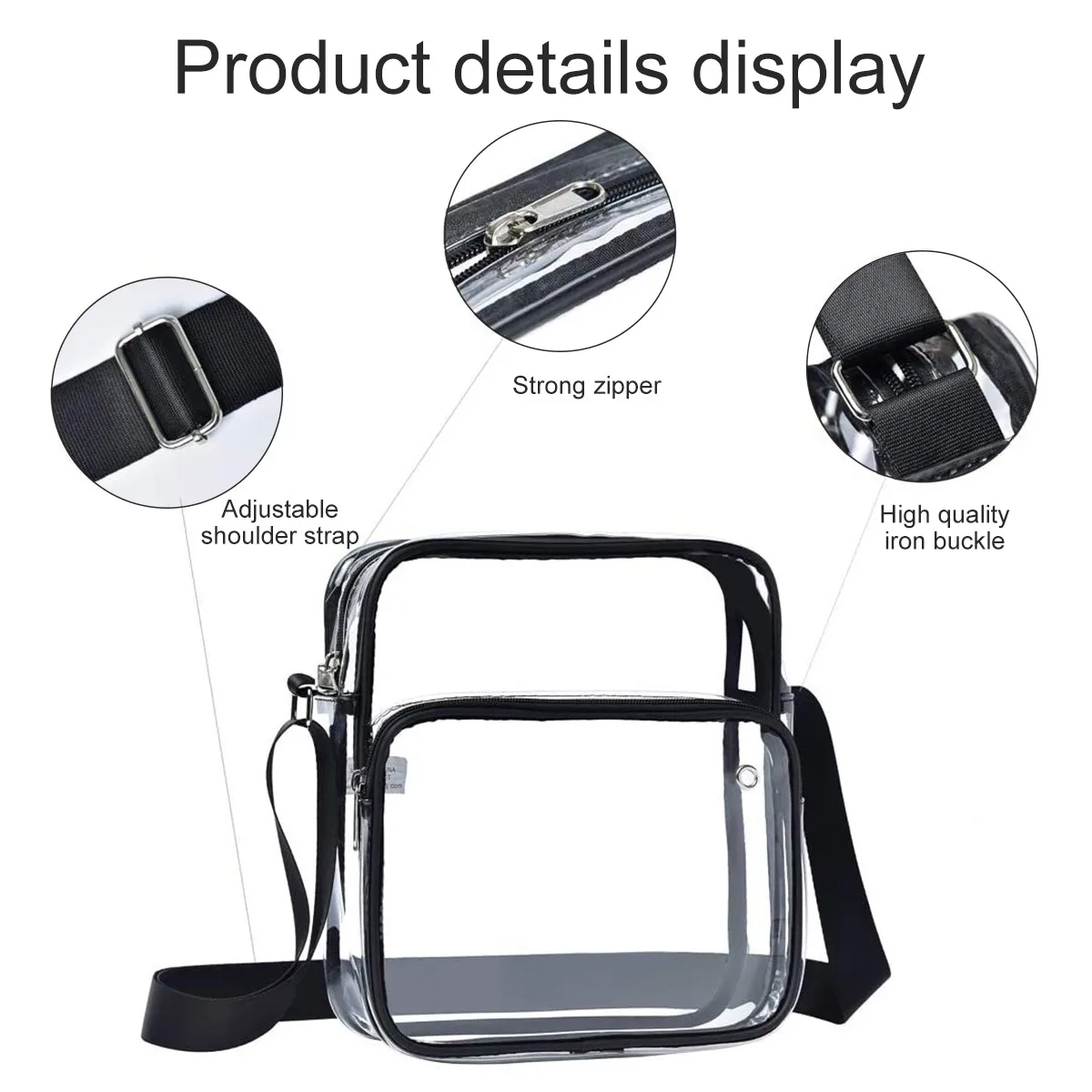 Clear Purses with Shoulder Strap Clear Messenger Bag Waterproof Clear Bag Hand-free Clear Crossbody Bag Transparent Crossbody