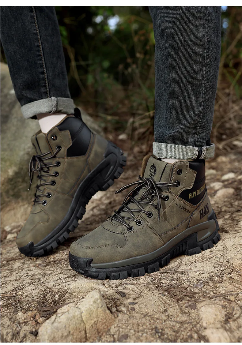 High-Top-Lederstiefel für Herren, atmungsaktive Desert Combat Boots, rutschfeste Outdoor-Wanderstiefel für Herren, Motorradstiefel, Arbeitsstiefeletten – Detail 21