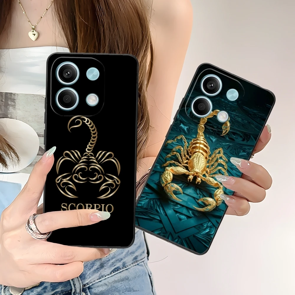 Colored Golden Scorpio Mobile Cell Phone Case for Xiaomi POCO M6 M5 M4 M3 X6 X5 X4 X3 F6 F5 F4 F3 F2 C40 Pro GT 5G Black Cover