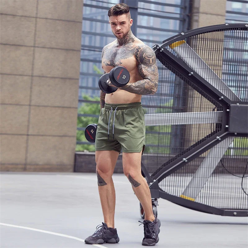 Dean M-Short de sport camouflage à séchage rapide pour homme, 2 en 1, à un pont, pour fitness, jogging, entraînement