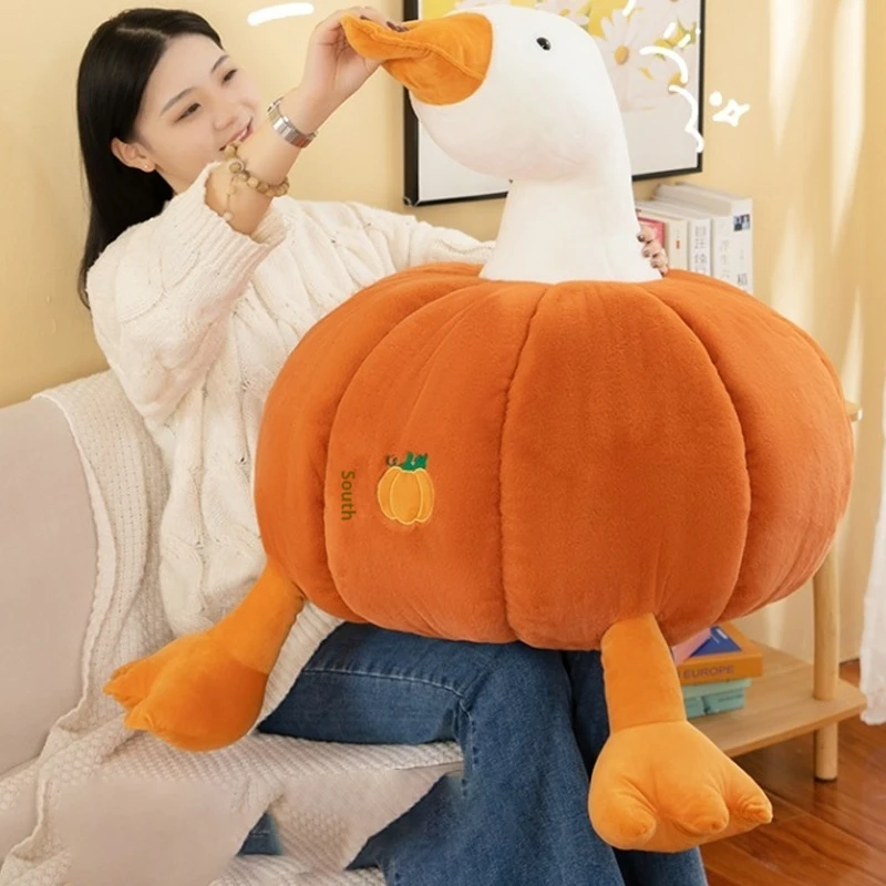 35cm Cute Giant Goose Doll Creative Pumpkin Goose Soft Plush Toy Doll Throw Pillow Funny Cute Birthday Gift Decoration Christmas