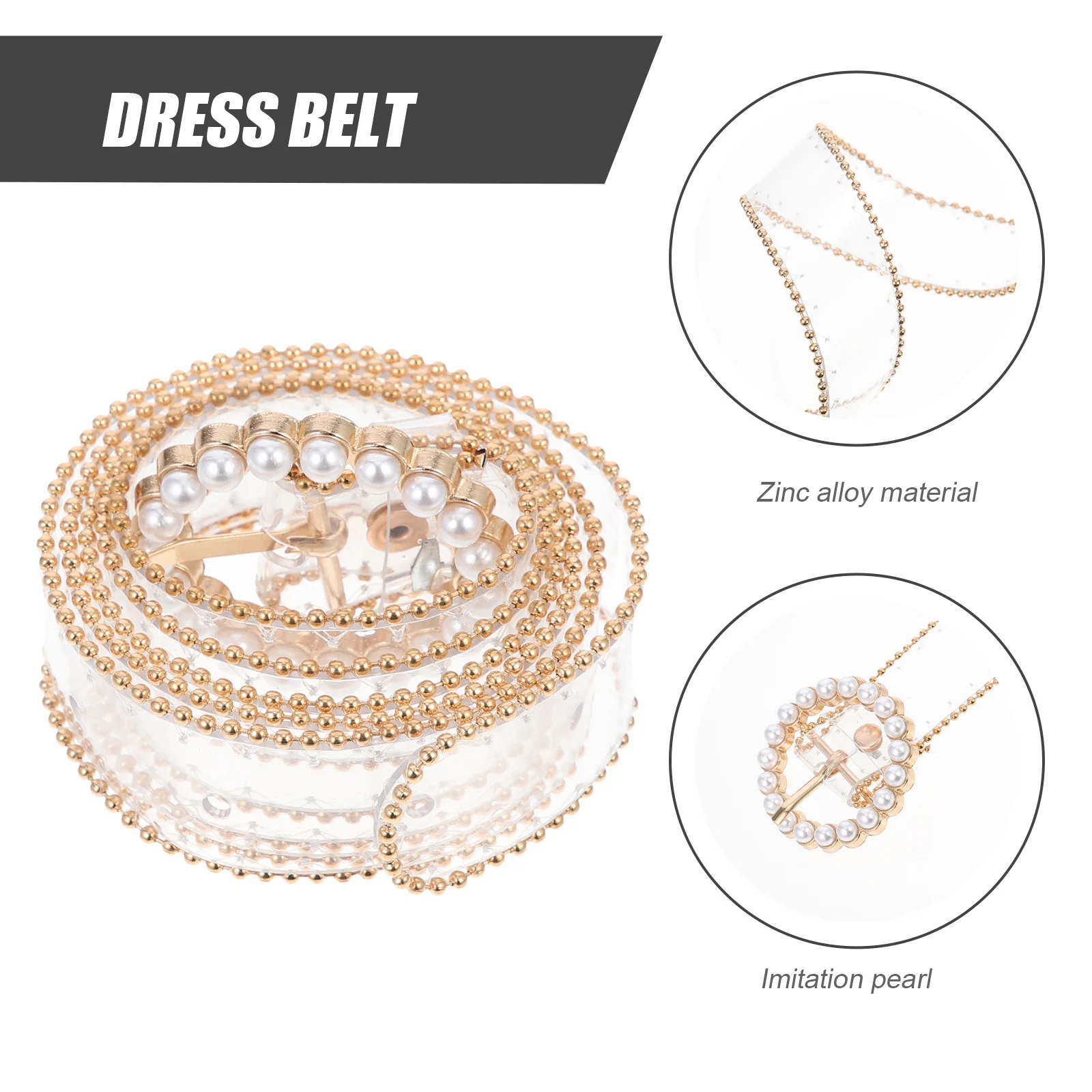 

Imitation Pearl Waist Belt Thin Dress Belt Adjustable Fashion Waist Decorative Band for Women Imitation Pearl Waistband