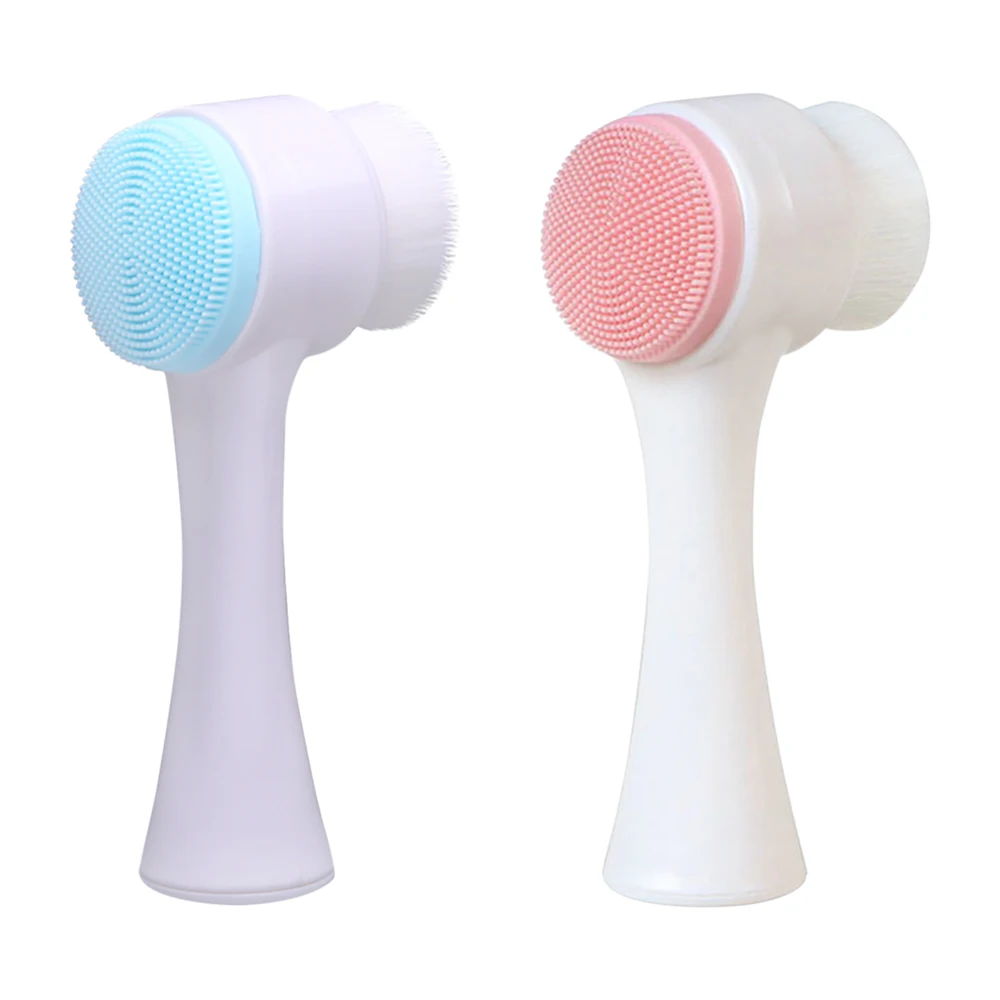 Soft Silicone Facial Cleansing Brush Manual Massage Facial Brush Soft Bristles Exfoliator Deep Pore-cleaning Face Wash Brush