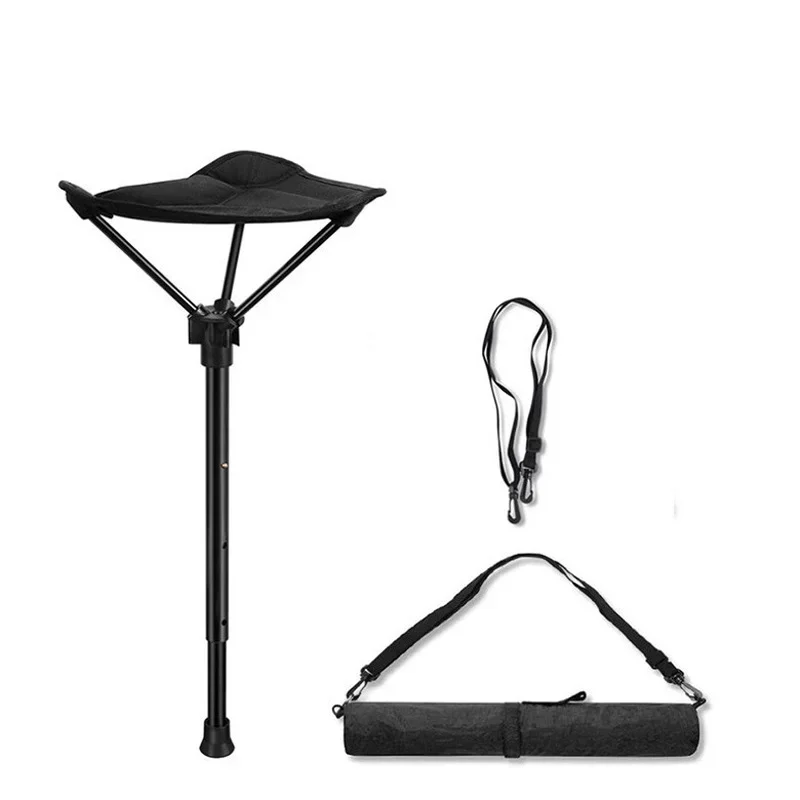 New Small Folding Stool, Portable Travel Stool, Compact Collapsible Stool With A Telescoping Stand To Adjust Seating Height & Su