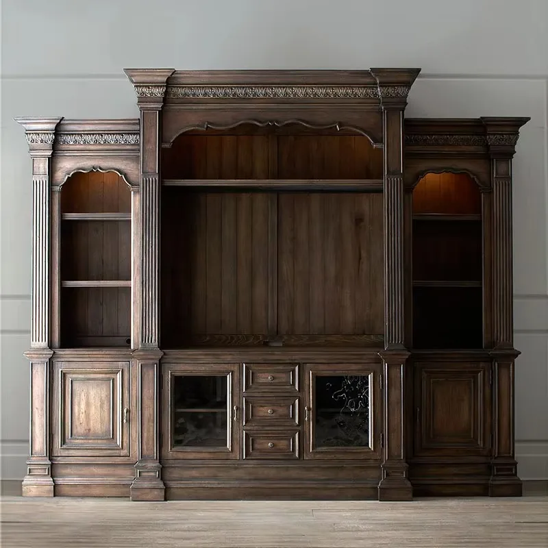 American Retro Living Room Multi-functional Storage Display Cabinet TV Cabinet Custom Solid Wood Furniture