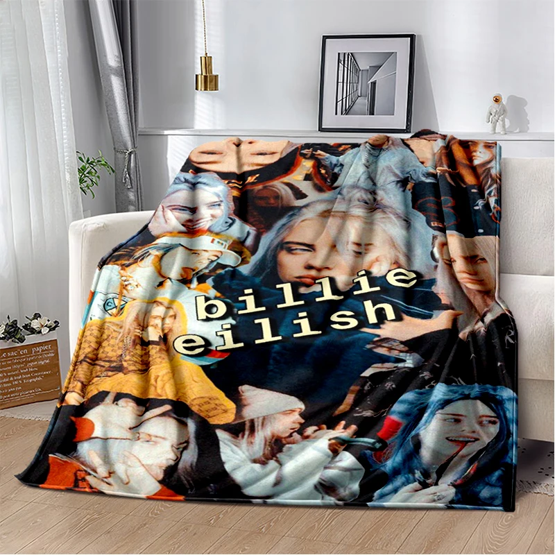 Modische Billie Eilish Sängerin Star Flanell-Decke Weiche Warme Wurfdecke für Schlafzimmer Wohnzimmer Bett Reisen Camping Picknick Geschenk